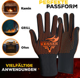 Ovenwanten - Ovenhandschoenen - Zwart - XXL - KESSER®